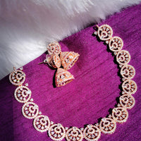 N0477_Classy American Diamond stones embellished necklace set with delicate design.
