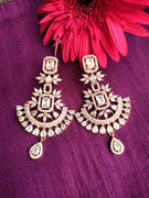 E0851_Elegant statement American Diamond studded danglers with delicate designs.