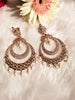 E0856_Classy designer Chandhbali style American Diamond studded danglers with beautiful art work with a touch of pearl drop.