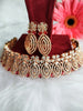 N0433_Classic designer american diamond embellished necklace with a touch of red stone work.
