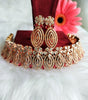 N0433_Classic designer american diamond embellished necklace with a touch of red stone work.