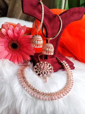 Pink Color Of American Diamond Necklace