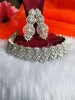 N0435_Elegant dazzling American Diamond stones embellished necklace set with delicate stone work.