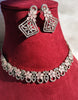 N0476_Gorgeous necklace embellished with american diamond stones with a touch of pink stones with delicate work.