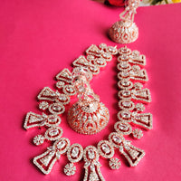 N0442_Elegant american diamond embellished necklace with a touch of delicate stone work.