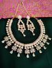 N0454_Designer American Diamond stones embellished necklace set with delicate stone work of floral design.