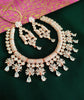 N0454_Designer American Diamond stones embellished necklace set with delicate stone work of floral design.