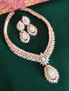 N0453_Ravishing designer American Diamond stones embellished necklace set with delicate stone work of floral design.