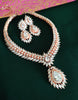 N0453_Ravishing designer American Diamond stones embellished necklace set with delicate stone work of floral design.