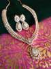 N0453_Ravishing designer American Diamond stones embellished necklace set with delicate stone work of floral design.