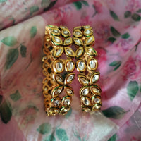B0283_Classy Ethnic screw design bangles with delicate work of kundan stones.