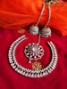 N0463_Elegant  designer American Diamond stones embellished necklace set with delicate stone work with a touch of light pink stones.