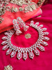 N0459_Lovely Rose gold designer American Diamond necklace set with delicate stone work with a touch of pink stone.