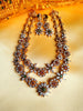 N0465_Gorgeous  gold plated American Diamond stones embellished necklace set with delicate stone work with a touch of red & green ruby stones.