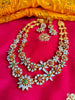 N0465_Gorgeous  gold plated American Diamond stones embellished necklace set with delicate stone work with a touch of red & green ruby stones.