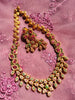 N0468_Gorgeous floral design gold plated American Diamond stones embellished necklace set with delicate stone work with a touch of red & green ruby stones.