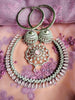 N0463_Elegant  designer American Diamond stones embellished necklace set with delicate stone work with a touch of light pink stones.