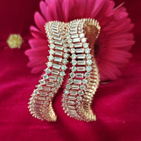 B0293_Elegant designer rose gold Bangles studded with American Diamond stones with delicate stone work.