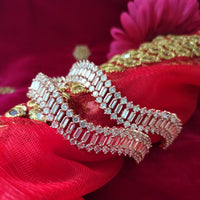 B0293_Elegant designer rose gold Bangles studded with American Diamond stones with delicate stone work.