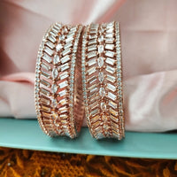 B0297_Gorgeous designer bangles studded with American Diamond stones with delicate stone work.