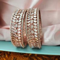 B0297_Gorgeous designer bangles studded with American Diamond stones with delicate stone work.