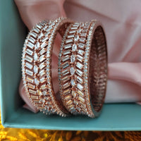 B0297_Gorgeous designer bangles studded with American Diamond stones with delicate stone work.