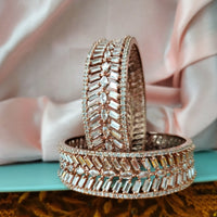 B0297_Gorgeous designer bangles studded with American Diamond stones with delicate stone work.