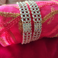 B0298_Elegant  American Diamond bangles with delicate stone work.