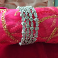 B0298_Elegant silver shade designer American Diamond bangles with delicate stone work.