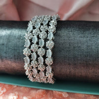 B0298_Elegant silver shade designer American Diamond bangles with delicate stone work.