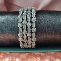 B0298_Elegant silver shade designer American Diamond bangles with delicate stone work.