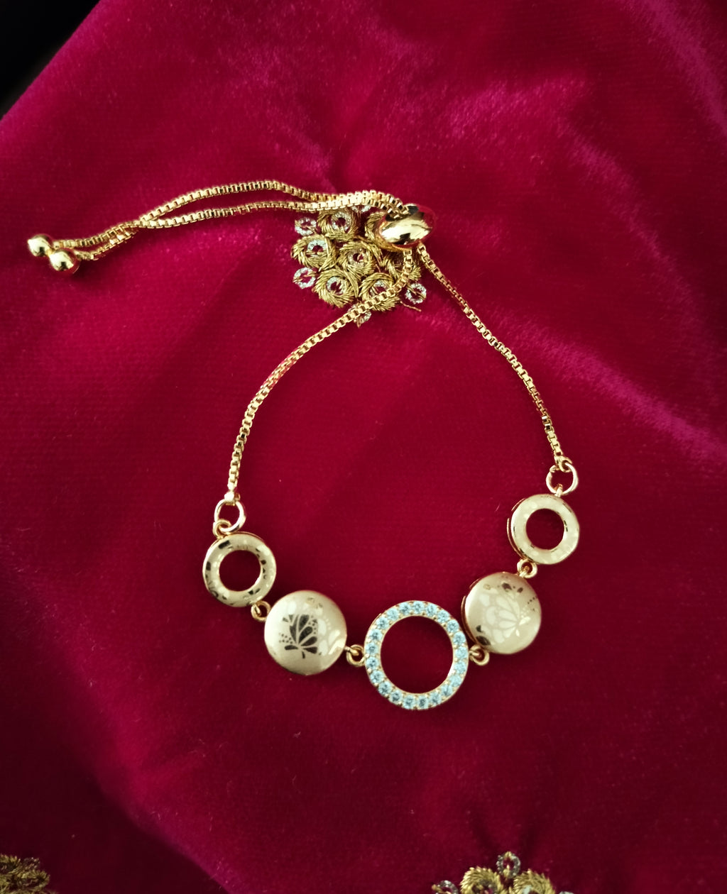 B0299_Classy circular design bracelets studded with  a touch of american diamond stones with delicate patterns.