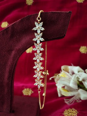 B0234_Lovely flower design bracelets studded with american diamond stones.