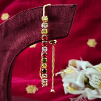 B0301_Lovely square design bracelets studded with multicolor stones.