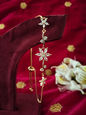 B0237_Dazzling floral design bracelets studded with delicate work of american diamond stones.