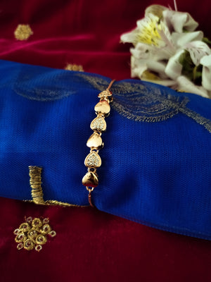 B0307_Elegant heart design bracelets engraved with American Diamond stones.