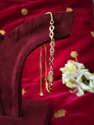B0308_Trendy infinity design bracelets engraved with American Diamond stones with delicate work.