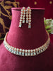 N0473_Classy American Diamond stones embellished necklace set with delicate stone work .