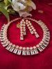 N0473_Classy American Diamond stones embellished necklace set with delicate stone work .