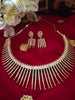 N01193_ Ravishing rose gold American Diamond engraved choker necklace with delicate craft work.