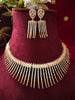 N01193_ Ravishing rose gold American Diamond engraved choker necklace with delicate craft work.