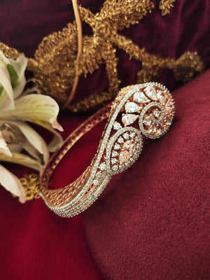 B0270_Designer rose gold bracelets studded with delicate work of american diamond stones.