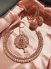 N0424_1_Gorgeous  designer rose gold american diamond embellished necklace set with a touch of  white stones.