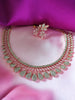 N0480_Gorgeous  designer rose gold american diamond embellished necklace set with a touch of pink stones.
