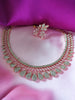 N0480_Gorgeous  designer rose gold american diamond embellished necklace set with a touch of pink stones.