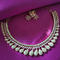 N0480_Gorgeous  designer rose gold american diamond embellished necklace set with a touch of pink stones.