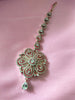 M023_Beautiful rose gold  flower design American diamond studded Maang tika with delicate stone work.