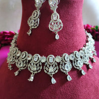 N0493_Gorgeous designer necklace embellished with american diamond stones with a touch of delicate stone work.