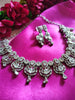 N0493_Gorgeous designer necklace embellished with american diamond stones with a touch of delicate stone work.