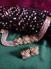 N0498_Classy pink crystal flower design choker necklace set studded  with  American diamond stones.